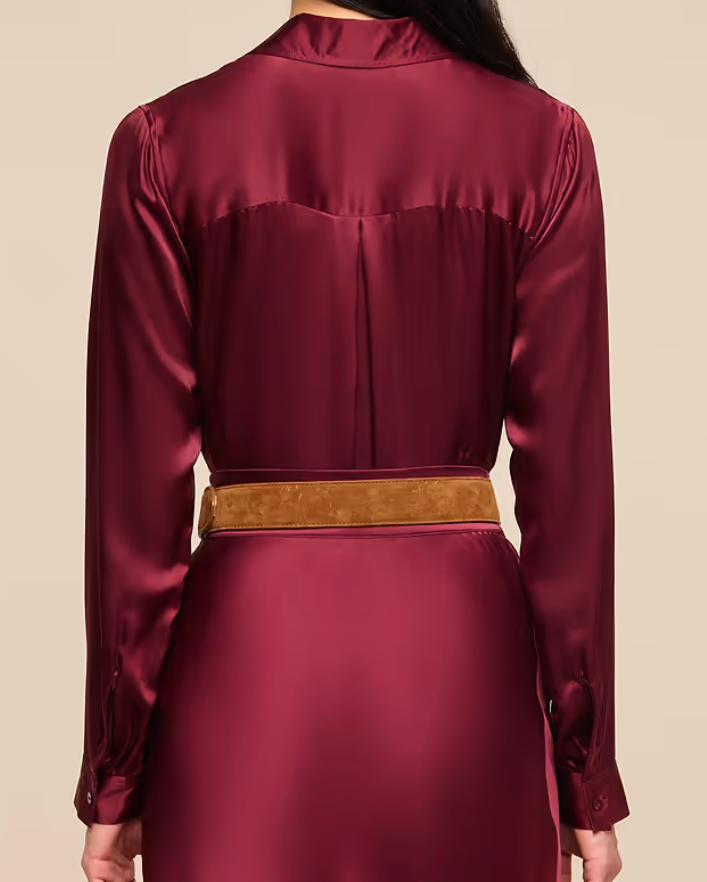 L'Agence Tyler Silk Blouse | Merlot Red