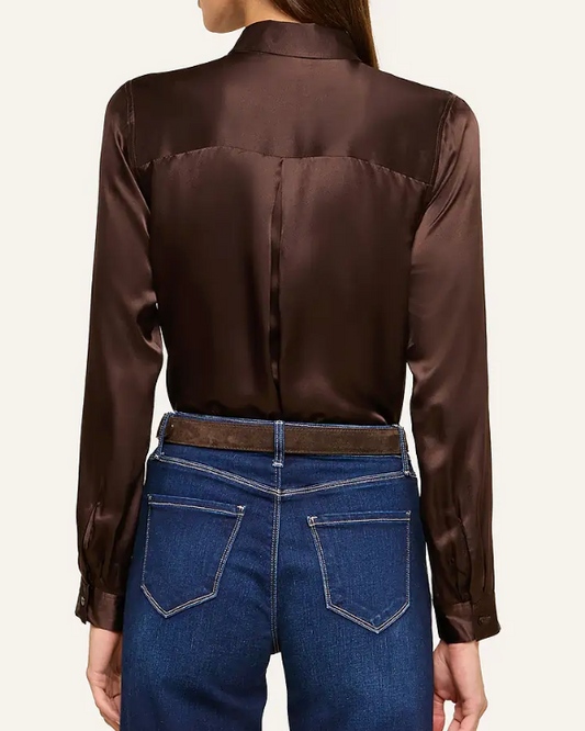 L'Agence Tyler Silk Blouse | Dark Java