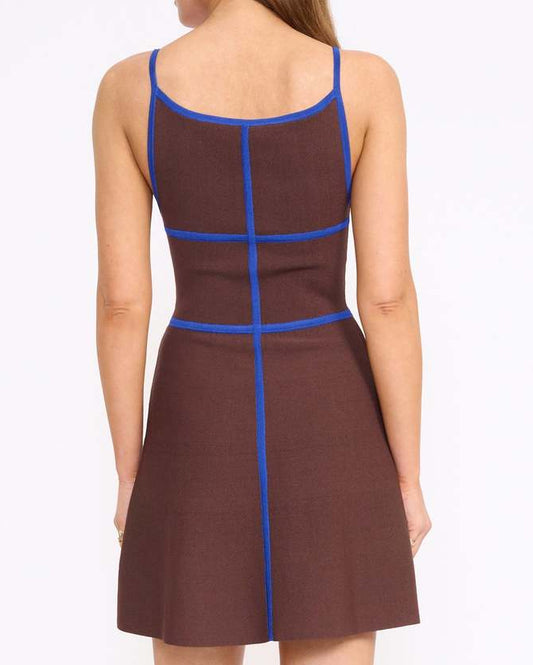 Staud Jaquelin Mini Dress | Espresso/Cobalt