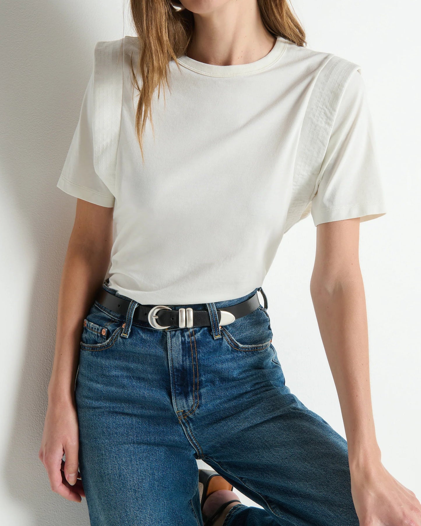Nation Thea Sleeve Inset Top | Porcelain