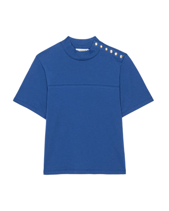 Nation Yvette Mock Neck Tee | Blue Tile