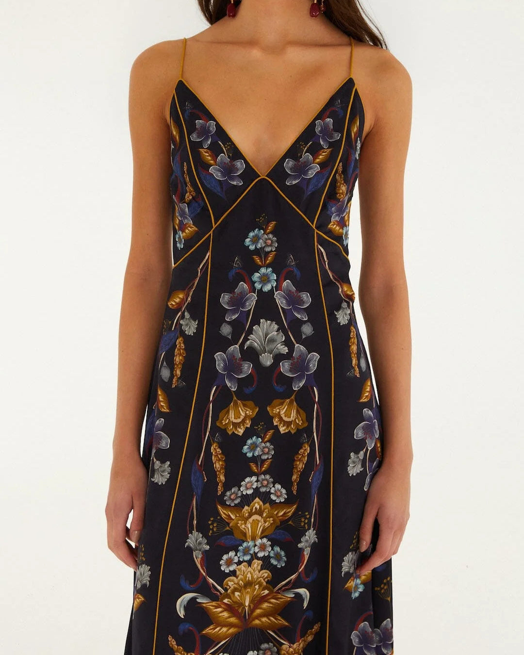 Farm Rio Golden Nature Slip Maxi Dress