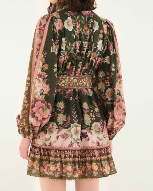 Farm Rio Green Flowering Garden Tree Mini Dress