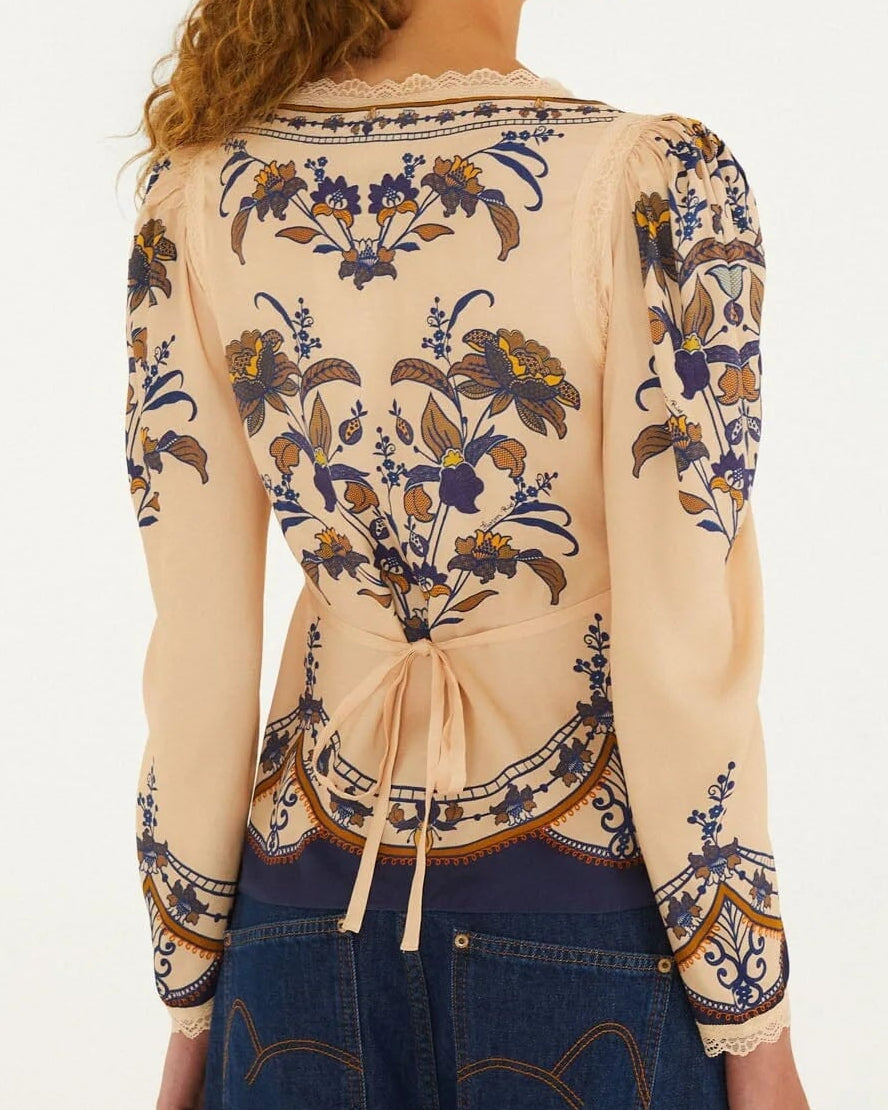 Farm Rio Liz Lace Buttoned Blouse