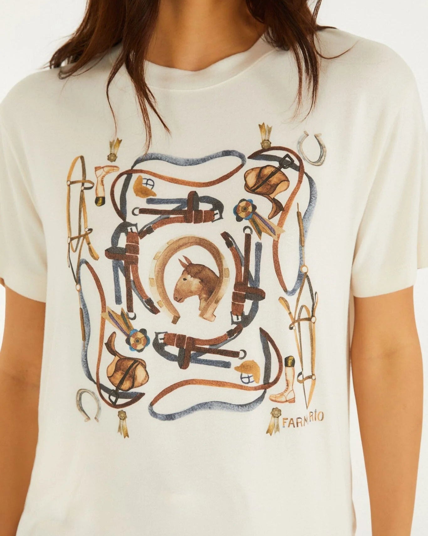 Farm Rio Off-White Equestrian Short Sleeve T-Shirt