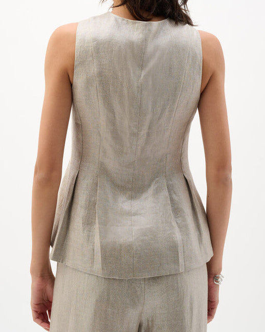 Joseph Ribkoff Foiled Linen Peplum Vest