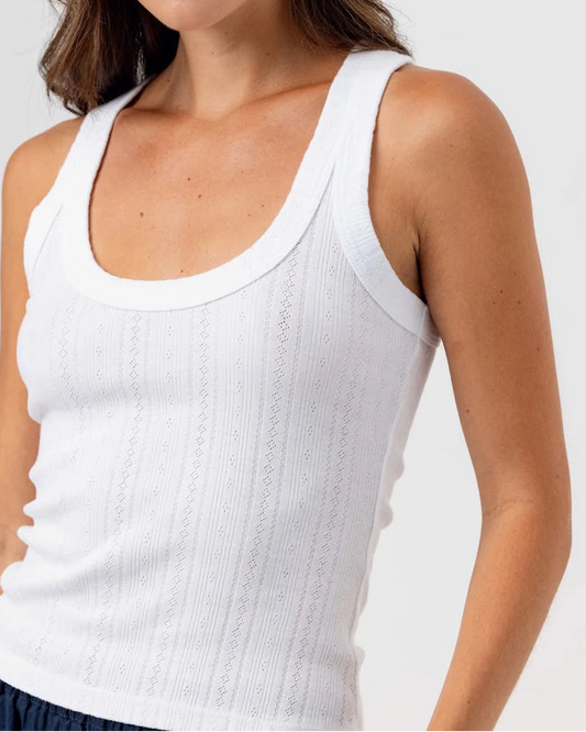 Sundays Pointelle Danny Tank | White
