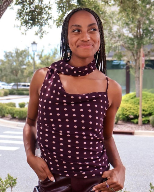 ASTR Adrie Top | Brown Polka Dot