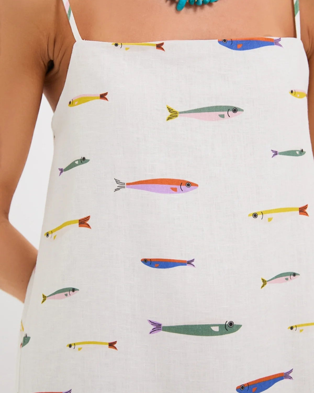 Staud Pop Sardines Ivory Laura Linen Mini Dress