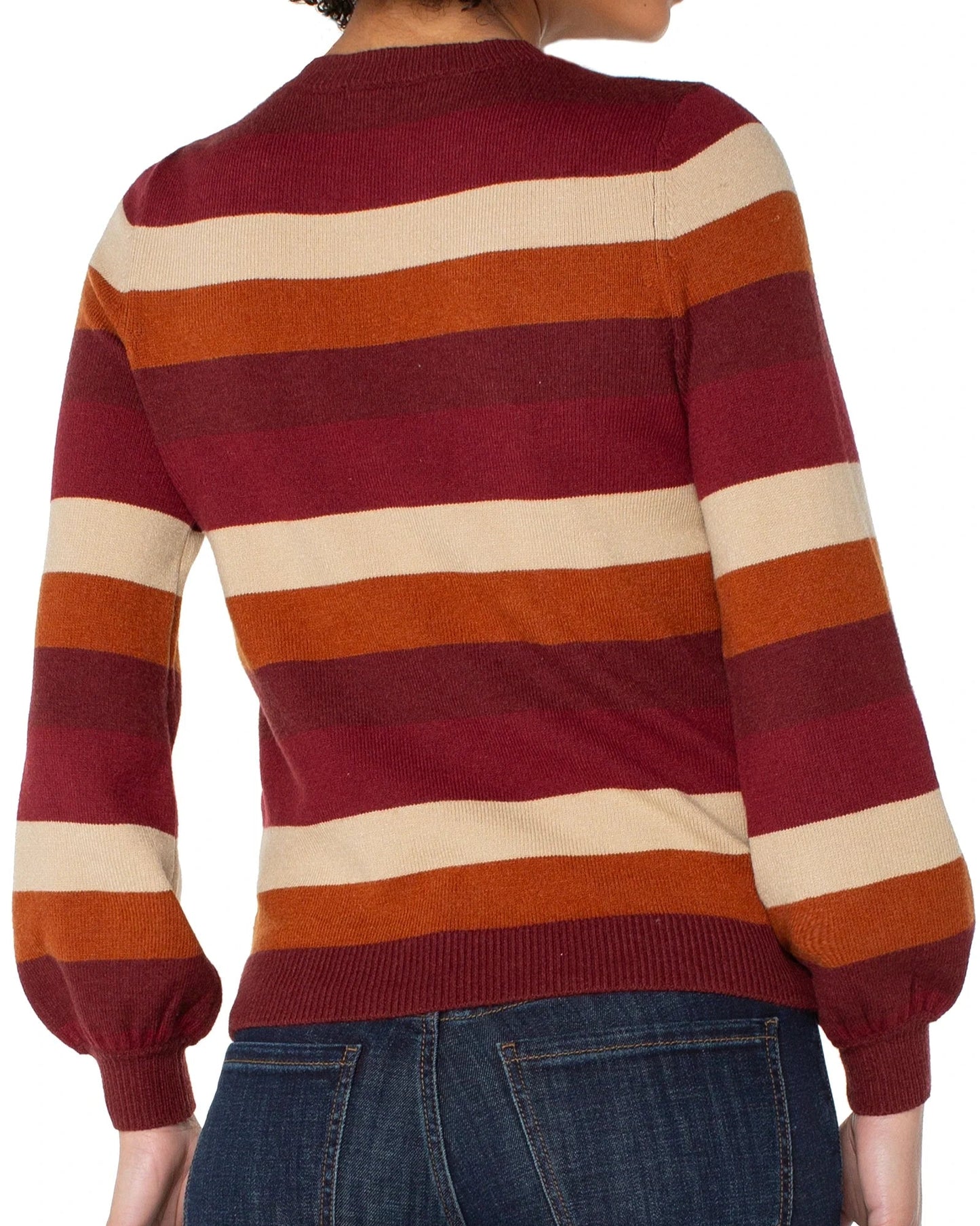 Liverpool Long Sleeve Crew Neck Sweater | Burgundy Multi Stripe