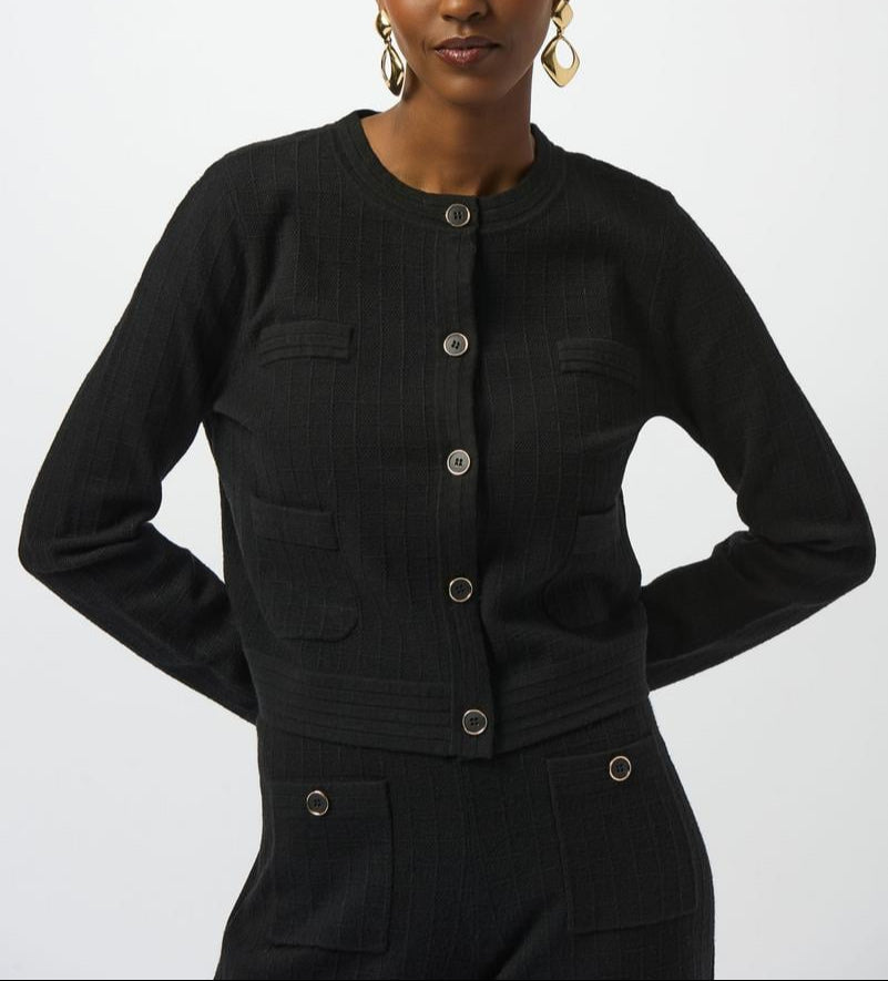 Joseph Ribkoff Knit Sweater Knit Jacket | Black