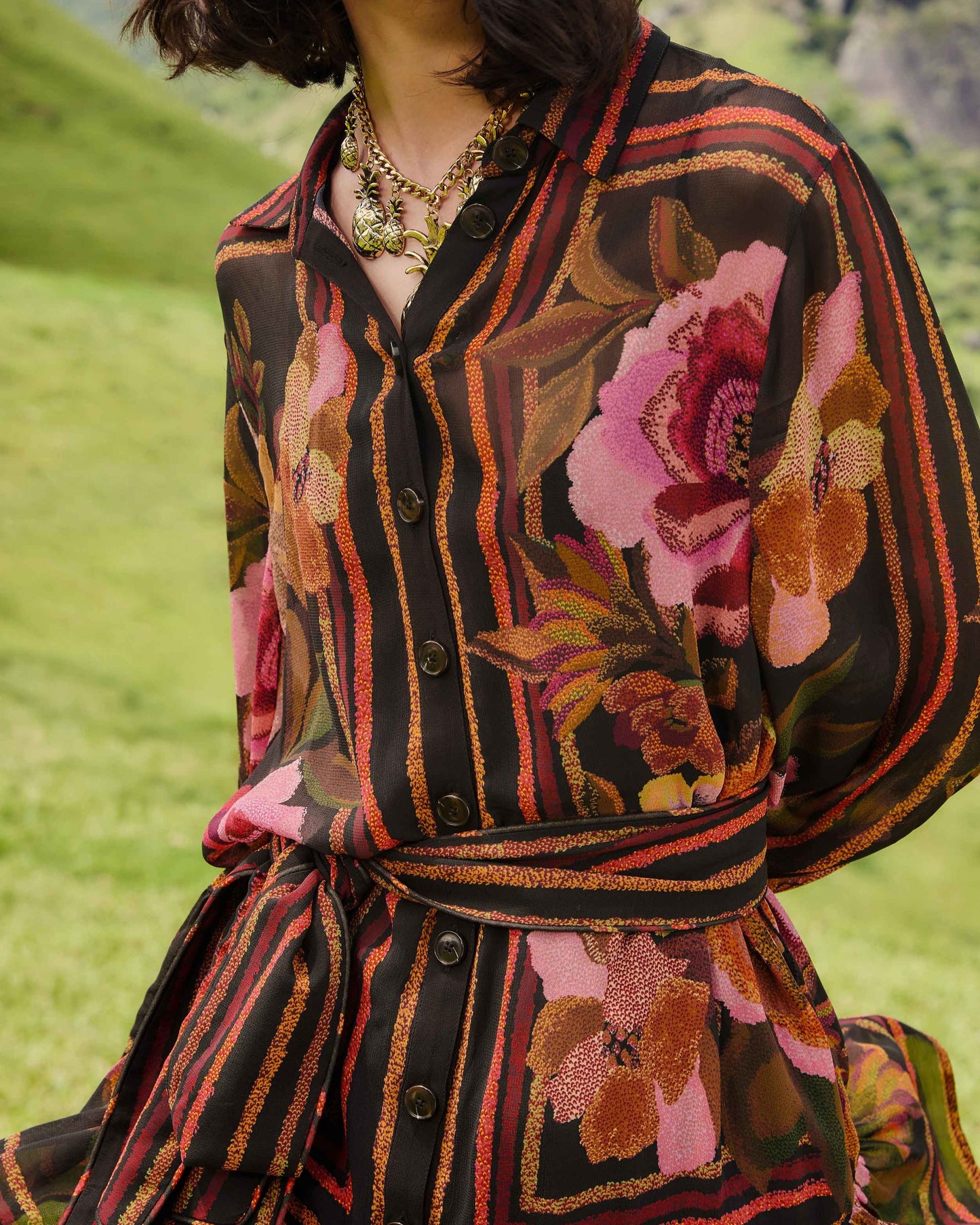 Farm Rio Chenille Flowers Mini Dress