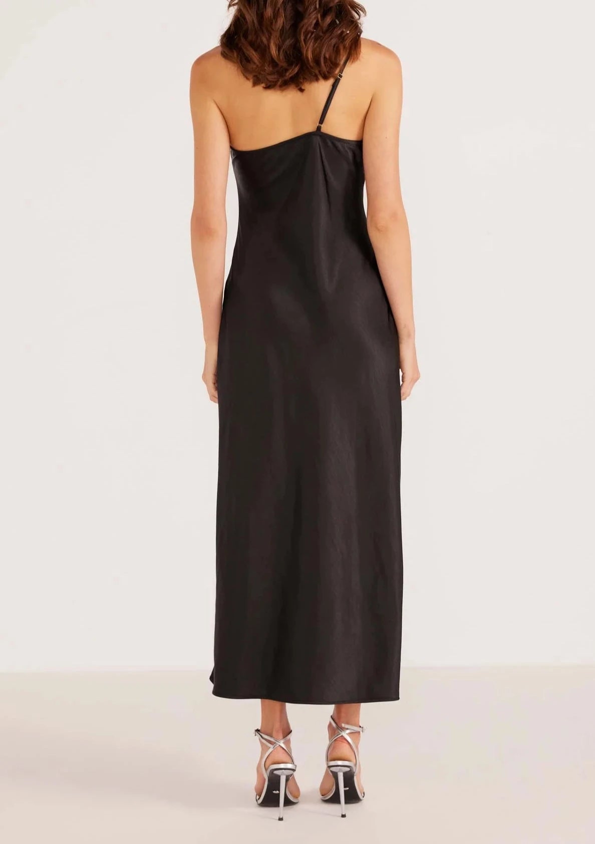 Mink Ella Midi One Shoulder Dress