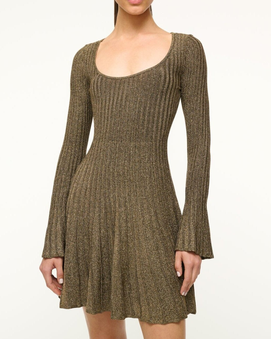 Staud Raquel Dress Metallic Gold