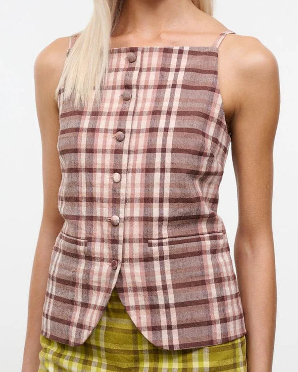 Staud Una Top | Tuscany Plaid