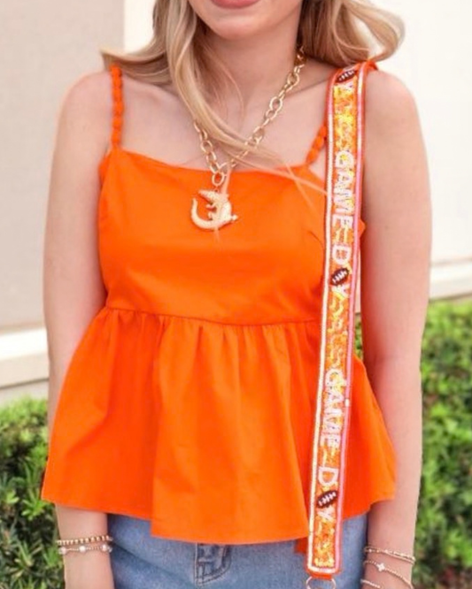Pretty Follies Orange Peplum Top
