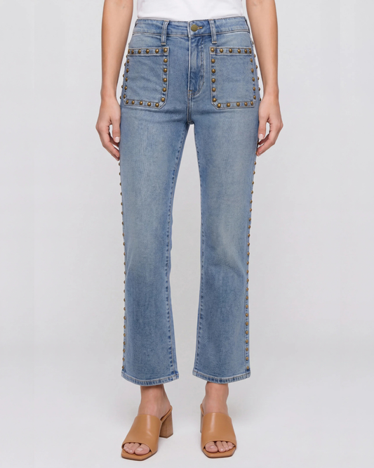 Liverpool Hannah Crop Flare | Bronzed Blue