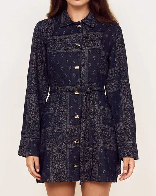 Mink Pink Delphi Jacquard Denim Dress | Indigo