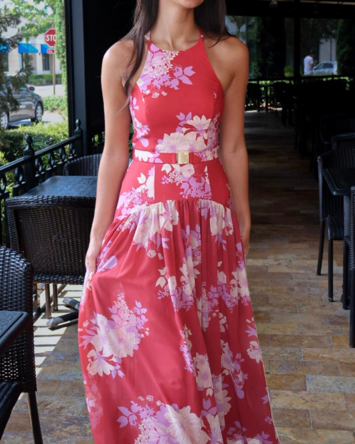 Hutch Abbey Dress | Red/Ivory
