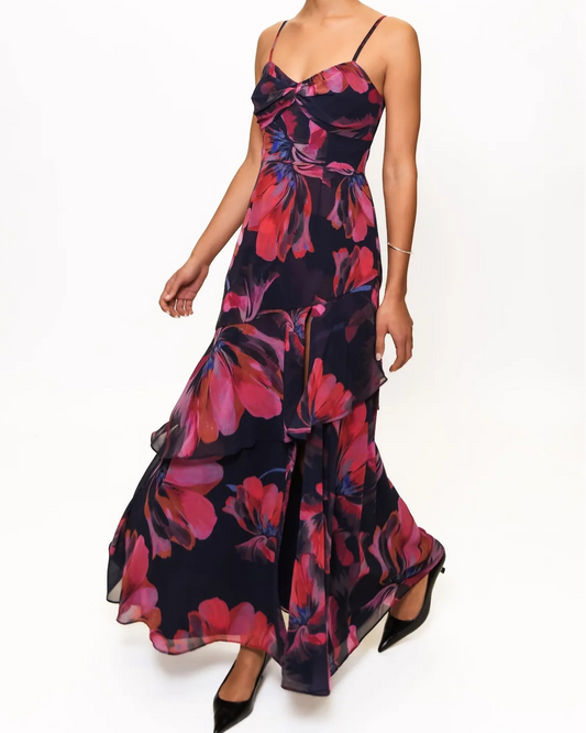 Hutch Jamila Dress | Navy Multi Breezy Watercolor Blooms