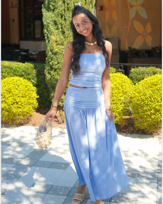 Mink Pink Luna Strapless Top | Powder Blue