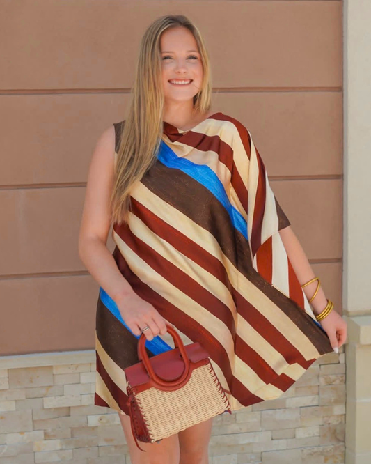 Staud Sabina Silk Dress | Caffe Stripe