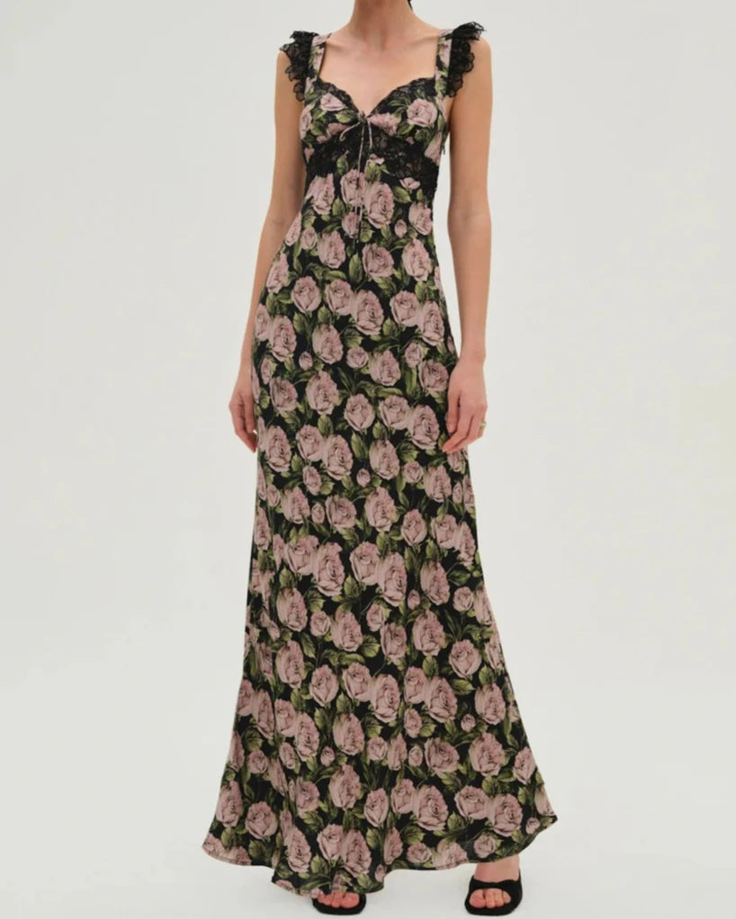 For Love & Lemons Fallen Rose Maxi Dress