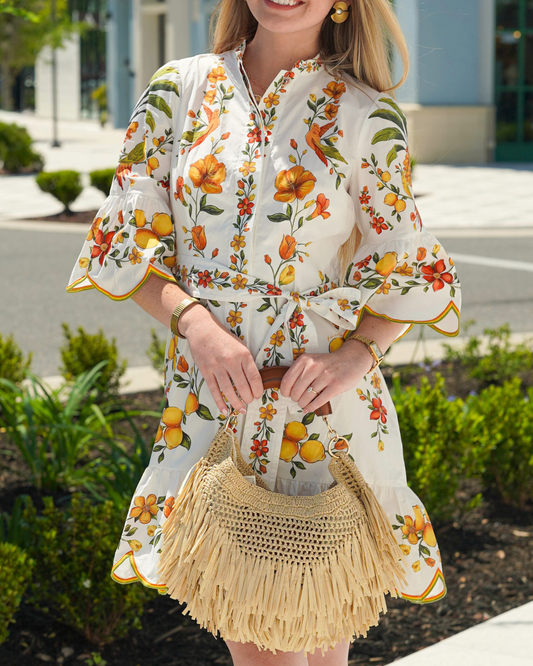 Farm Rio Lemon Bouquet Dress
