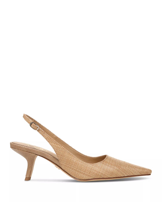 Sam Edelman Bianka Slingback Heels | Buff Tan Raffia