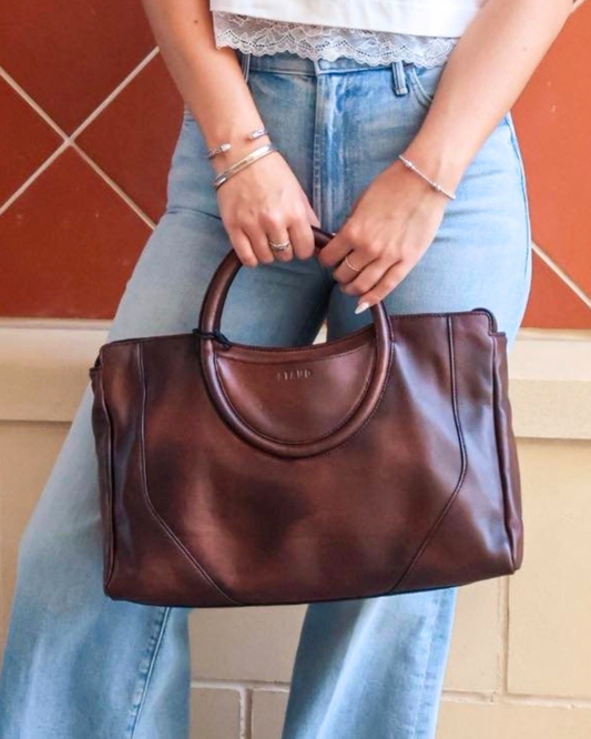 Staud Maude Satchel | Espresso Distressed
