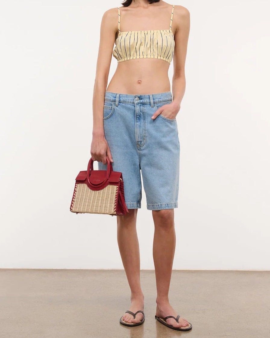 Staud Maude Mini Wicker Carryall | Natural Rouge