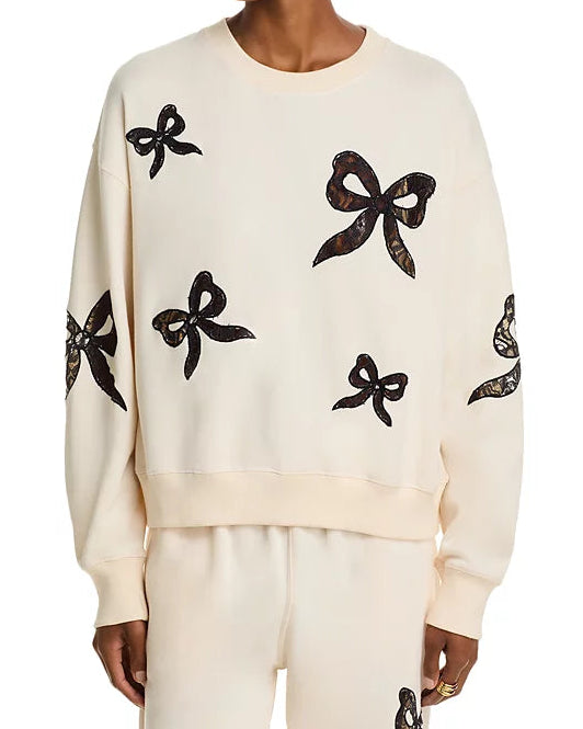 Love Shack Fancy Linetta Lace Bow Pullover