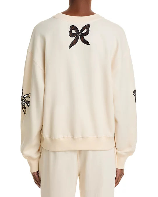 Love Shack Fancy Linetta Lace Bow Pullover