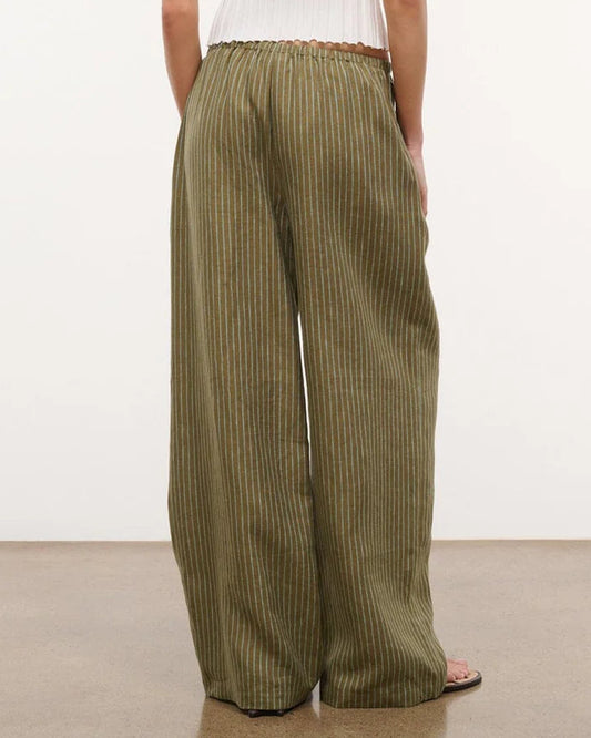 Staud Mateo Linen Pant | Porto Stripe