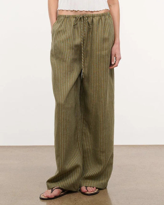 Staud Mateo Linen Pant | Porto Stripe
