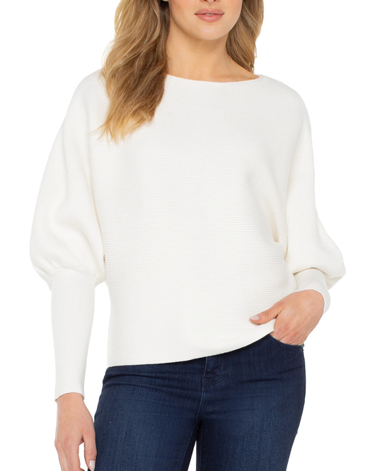 Liverpool Long Sleeve Boat Neck Dolman Sweater | Vintage White