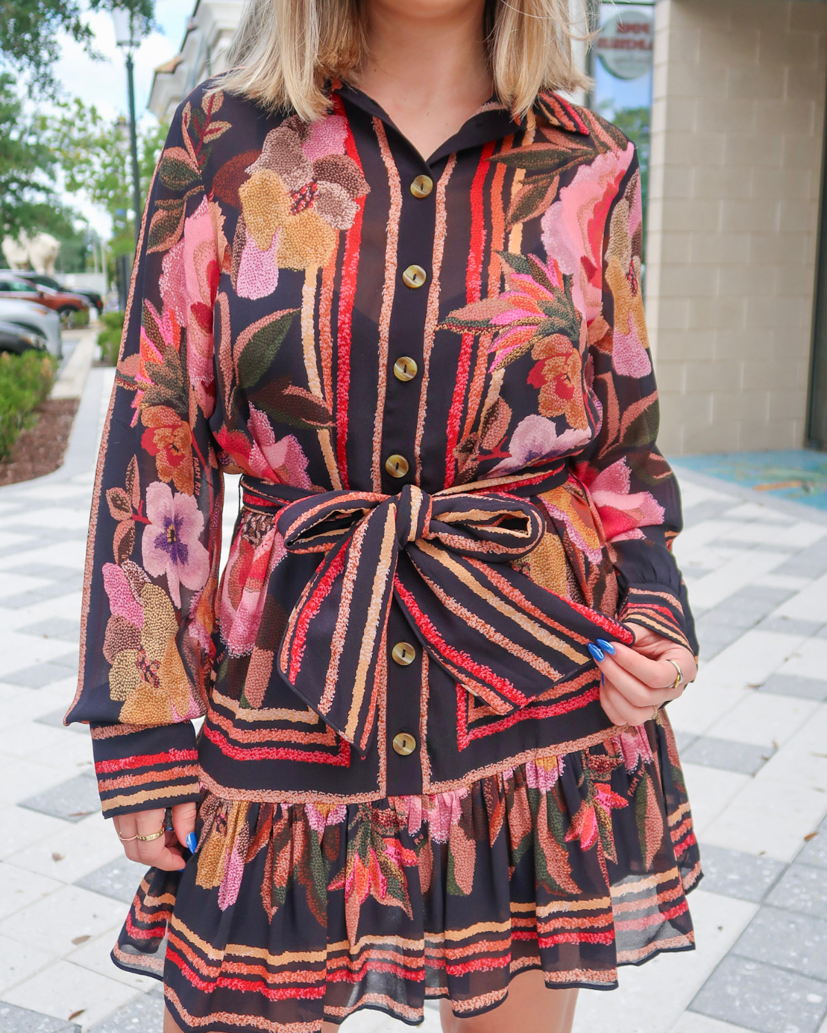 Farm Rio Chenille Flowers Mini Dress