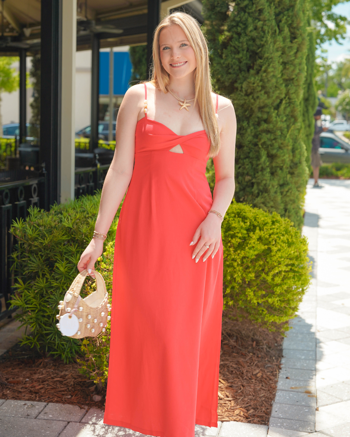 Mink Pink Rhodes Twist Front Maxi Dress | Red