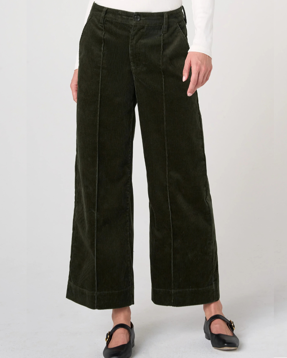 Liverpool Crop Wide Leg with Pintucks | Hunter Green
