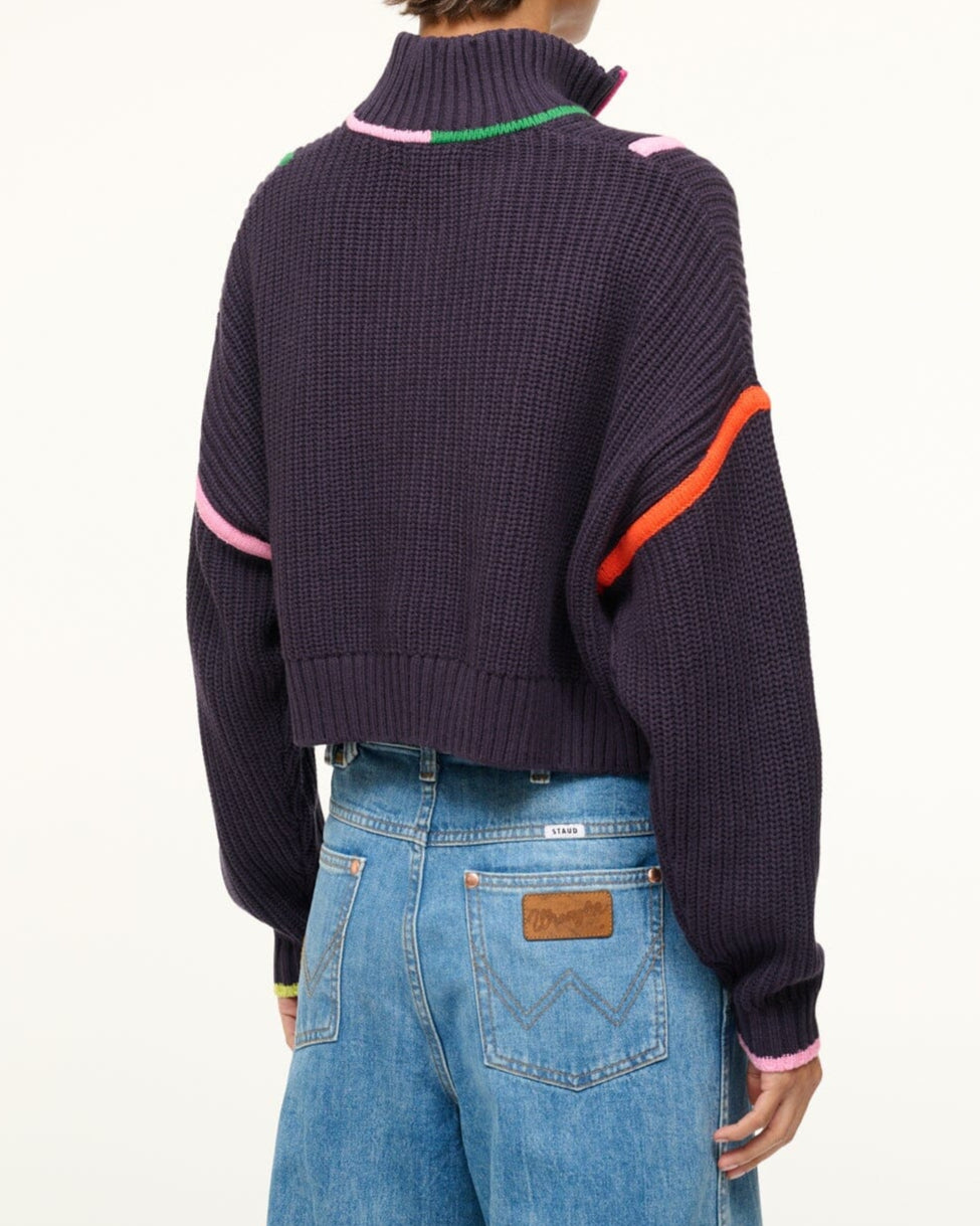 Staud Cropped Hampton Sweater | Navy Multi