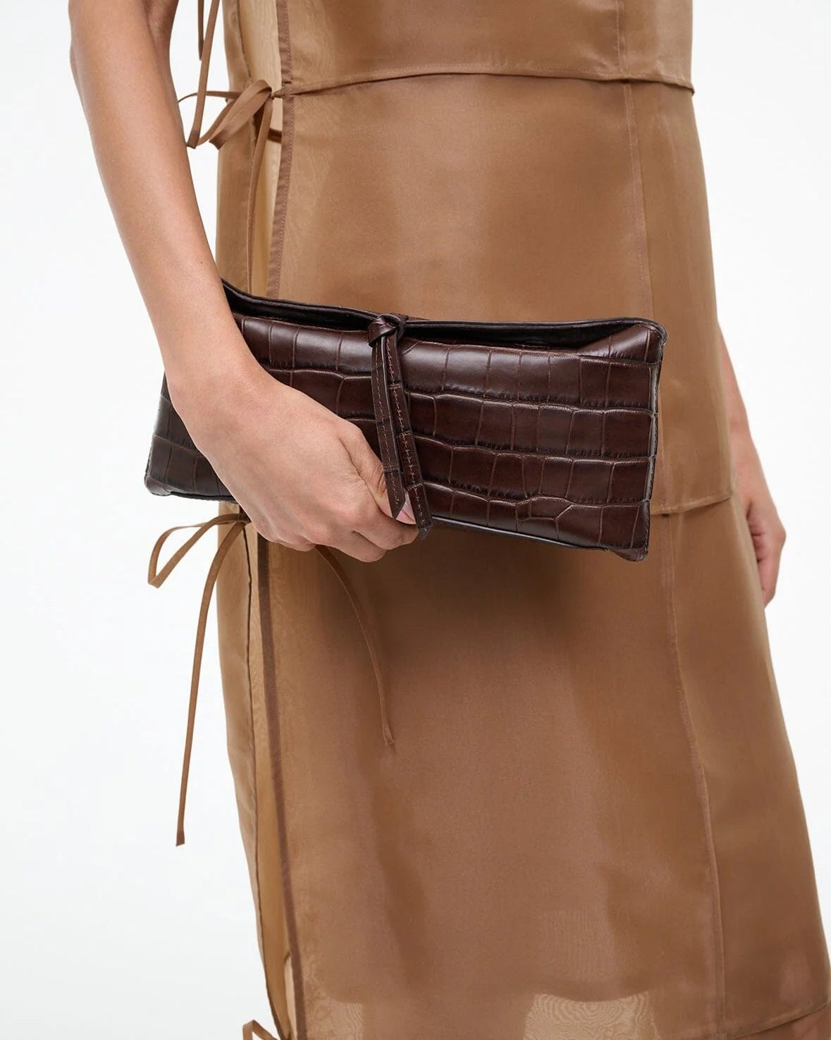 Staud Eve Clutch | Espresso Croco