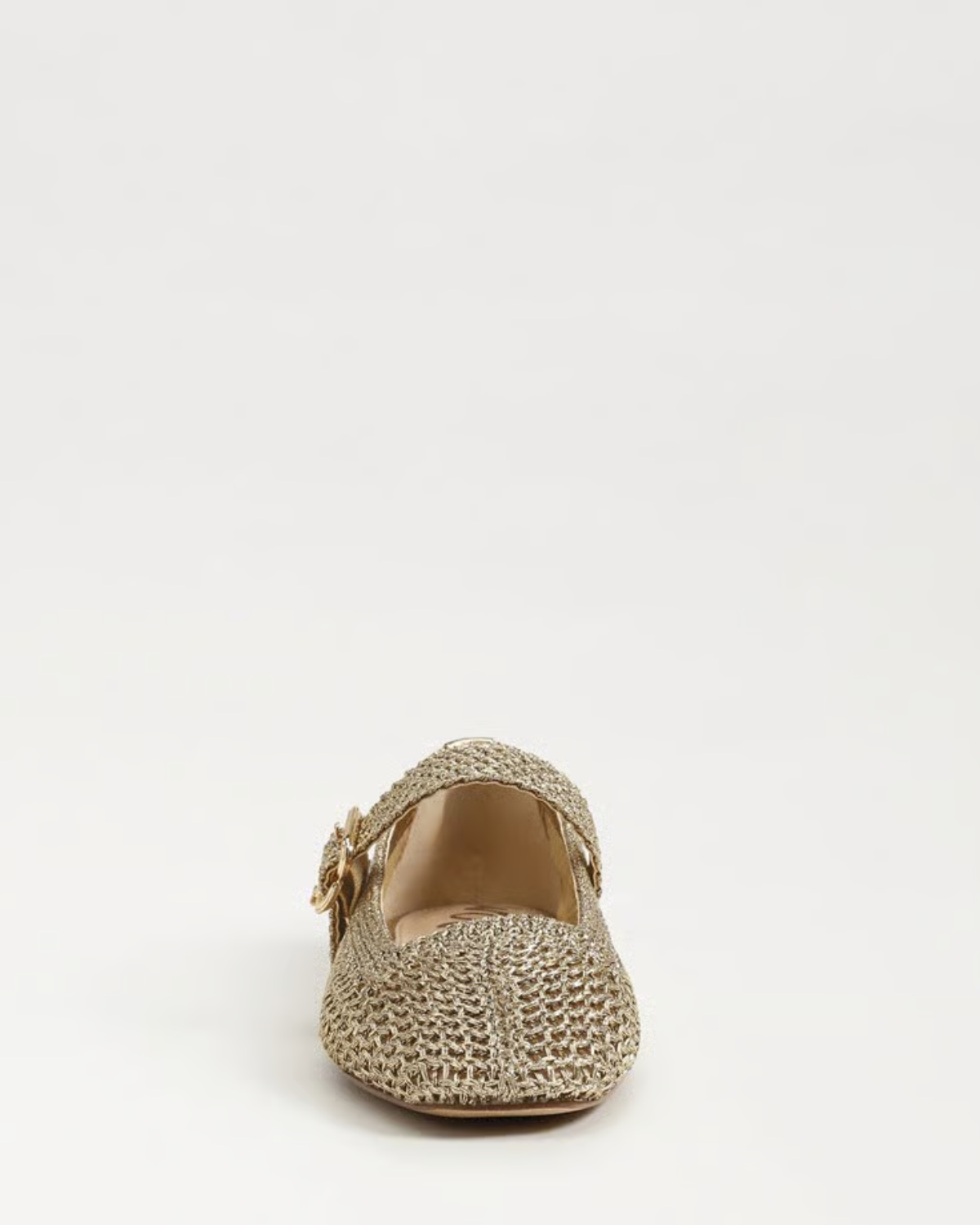 Sam Edelman Michaela Knit Mary Jane Flat | Amber Gold Woven Fabric