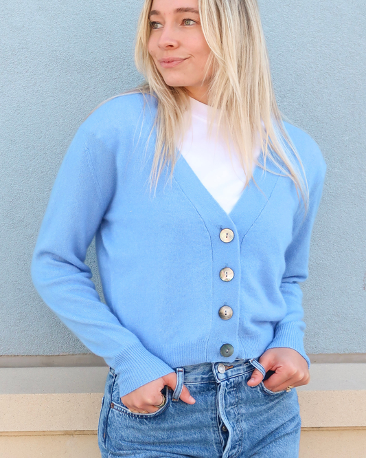 Brodie Blue Cashmere Cardigan