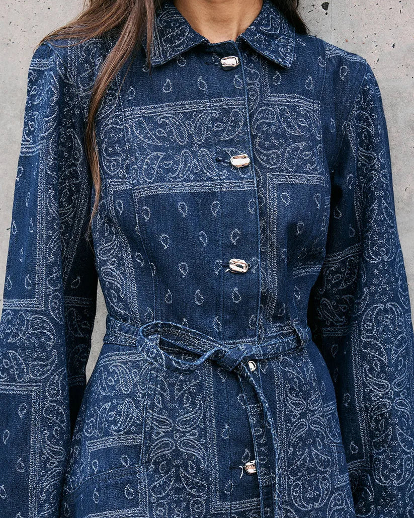 Mink Pink Delphi Jacquard Denim Dress | Indigo