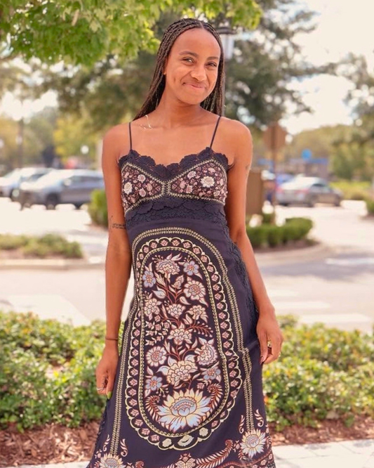 Farm Rio Daniela Lace Sleeveless Midi Dress