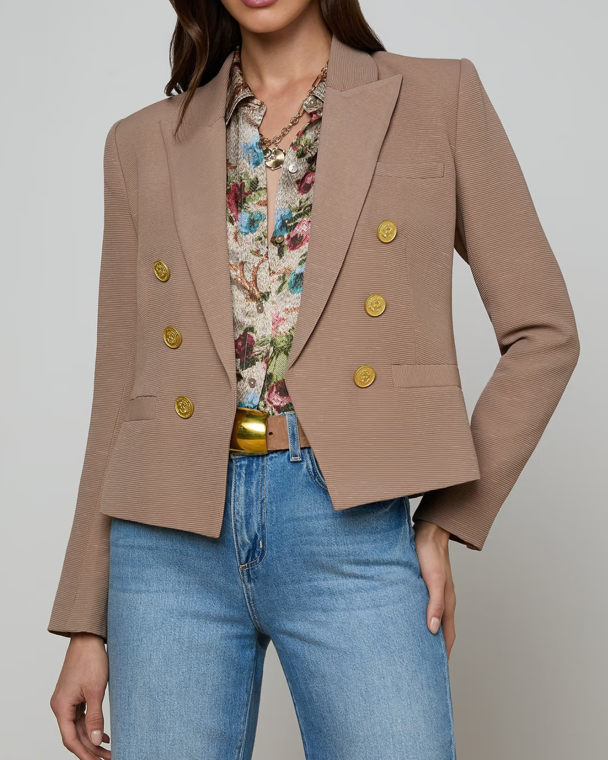 L'Agence Brooke Blazer | Portabella/Multi Floral Tapestry
