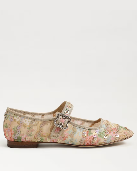 Sam Edelman Michaela Riviera Mary Jane Flat | Ecru Multi Mesh