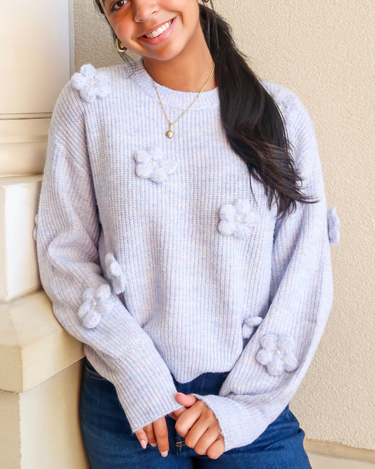 Mink Pink Applique Flower Sweater