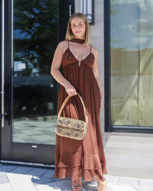 Lucy Paris Beaded Dress | Brown