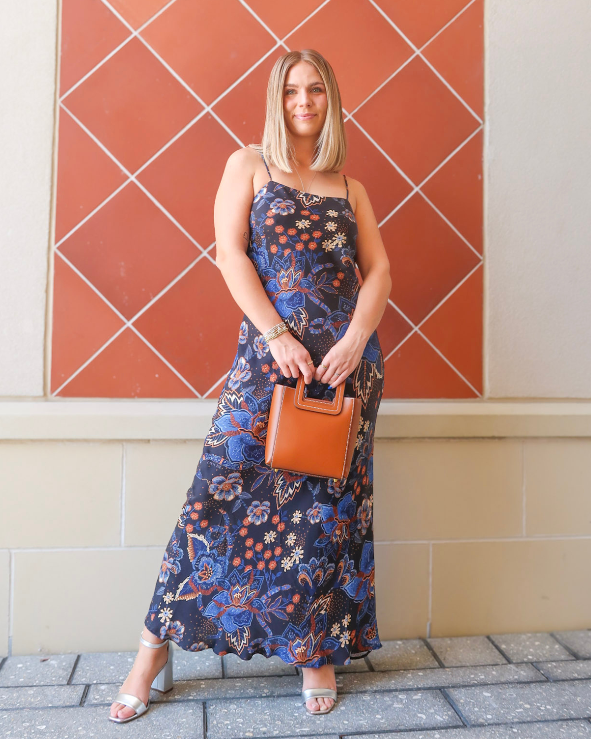Farm Rio Black Snakes Bouquet Slip Maxi Dress